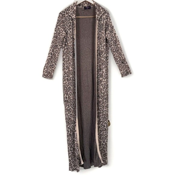 Nichole Lynel Leopard Longline Duster Cardigan Sweater Size Small Animal Print - Picture 1 of 6